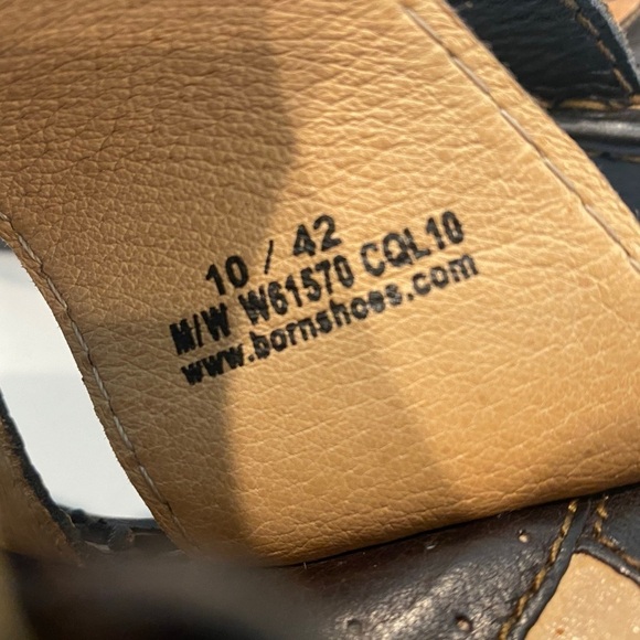 LIKE NEW - BORN Brown Two Strap Leather Wedge Sandals Buckle Detail Size 10 - Picture 14 of 15